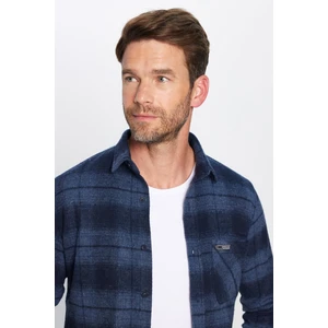 Erkek Slim Fit Dar Kesim Oduncu Tek Cep Kareli Kışlık Gömlek