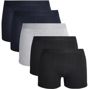 Erkek 5'li Pamuklu Likralı Esnek Kumaş Boxer