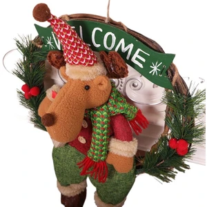 Yeni Iskandinav Ins Mağaza Kapısı Asılı Noel Çelenk Noel Baba Bebek Rattan Yüzük Noel Dekorasyon Kolye (Yurt Dışından)