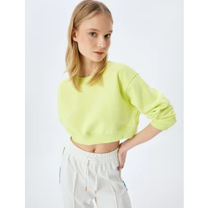 Crop Oversize Bisiklet Yaka Basic Spor Sweatshirt
