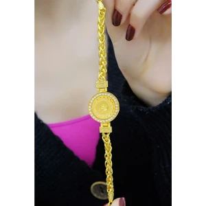 Aytek Gold 22 Ayar Çeyrekli Örgü Bileklik
