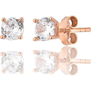 Zanaat Silver Gümüş Pırlanta Montürlü Rose Tektaş Küpe-3 mm