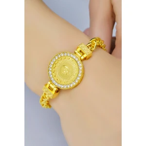 Aytek Gold Çeyrekli Örgü Bileklik 8 Ayar