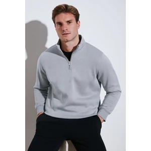 Pamuklu Regular Fit Yarım Fermuarlı Dik Yaka Sweat Erkek Sweat 59052592