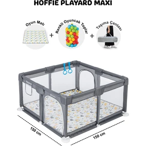 Playard Maxi Güvenli Bebek ve Çocuk Oyun Alanı Oyun Parkı 150X150CM Oyun Matı ve Topları