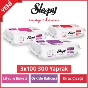 Easy Clean Lilyum+ Orkide+ Kiraz Çiçeği Yüzey Temizlik Havlusu&Mendili 3x100 (300 Yaprak)