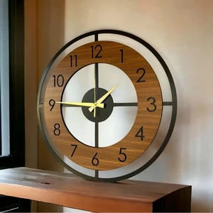 AA Shop Ahşap Siyah Ceviz Mobilya Renk Desenli Hediyelik Sessiz Duvar Saati 50CM
