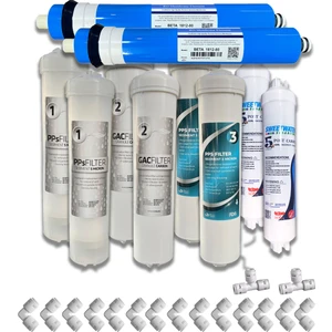 Eco Plas 2 Adet Kapalı Kasa Su Arıtma Cihazı Filtresi 5li Set + Deresekler