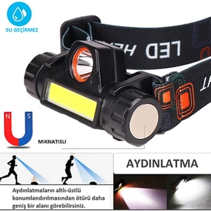 Dağcılık Tırmanışı ve Gece Koşucuları Için Su Geçirmez Cob LED Kafa Lambası 1200 Lümen USB Şarjlı