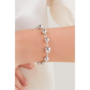 TMT Silver Gümüş Ortası Büyük Toplu Hallow Sade Taşsız Bileklik