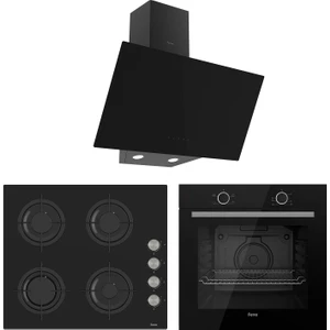 Verona Plus Siyah Cam 3'lü Ankastre Set XE61CS-CS205-D077