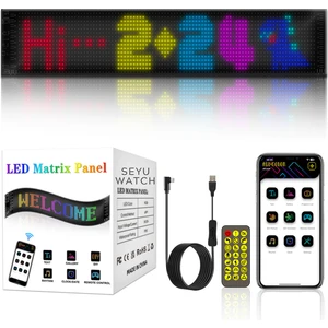 Pixel LED Panel Dijital Ekran Yazı ve Animasyon Eklenebilen Telefon kontrollü Yapışkanlı 16*96 led