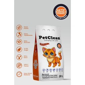 Pet Clean 20 Litre Aktif Karbonlu Ince Taneli Ultra Topaklanan Tozsuz Kedi Kumu