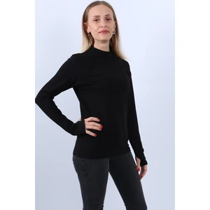 Kadın Boğazlı Parmak Detaylı Uzun Kollu Body