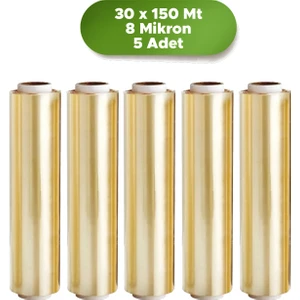 Esnek 30 x 150 mt Gıda Temasına Uygun 5 Adet Sarı Gıda Mutfak Streç