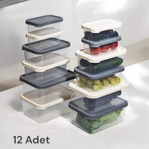 Nesto Home 12'li Renkli Kahvaltılık Seti Mikrodalga ve Buzluğa Uyumlu Saklama Kabı Seti 4X375 4X900 4X1700 ml