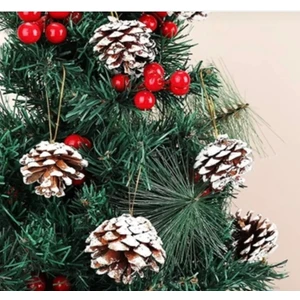 Deniz Party Store Yılbaşı Naturel Karlı Kozalak Ağaç Süsü 6 Lı