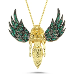 Kayra Mücevher Melek Altın Kaplama  Gümüş Kolye
