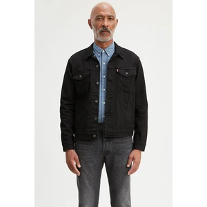 Erkek Trucker Jacket Siyah Normal Düz Denim Ceket A9431-0002