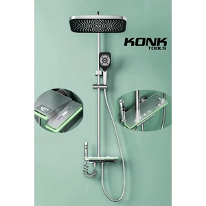 Konk Tools Dijital Piyano 5 Fonksiyonlu Antrasit Banyo Bataryalı Smart  Max Dijital Tepe Duşu Duş Seti
