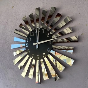 AA Shop Siyah Gümüş Aynalı Pleksi Piyano Model Sayılı Ev Hediyelik Duvar Saati