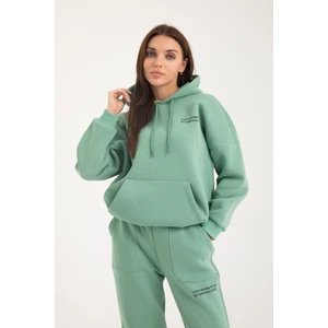 Baskılı Kapüşonlu Şardonlu Oversize Eşofman Takım