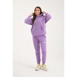 Baskılı Kapüşonlu Şardonlu Oversize Eşofman Takım