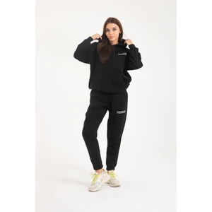 Baskılı Kapüşonlu Şardonlu Oversize Eşofman Takım