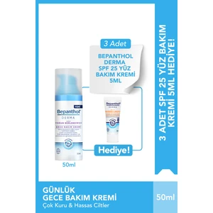 Derma Gece Bakım Kremi 3 Adet Derma Spf 25 Yüz Bakım Kremi 5ml Hediyeli