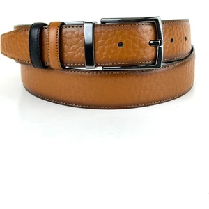 RSE Leather Goods Deri Çift Taraflı 3,5 cm Kemer - Taba/siyah