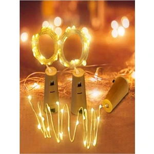 Mes Reves Şişe Mantar Tıpa Şeklinde Dekorasyon 3 Metre Gün Işığı Pilli Tel Peri LED