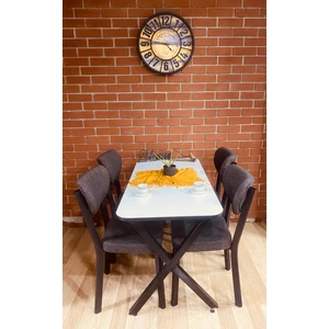 Bambeds Mobilya Masa Takımı, Yemek Masası, Mutfak Masası, 60*120BEYAZ Elma Keten 4lü Sandalye