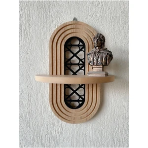 Step and Maker Ahşap Ortası Desenli Köşeli Desen Duvar Rafı (Mdf)