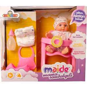 Konuşan Maide Bebek Mama Sandalyeli Oyun Seti Tavşanlı Tişörtlü