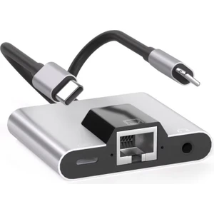 FXN-31LT Type C Lightning To Ethernet 3.5 mm Ses Arayüzü Hızlı Şarj Çevirici Hub Adaptör Çevirici