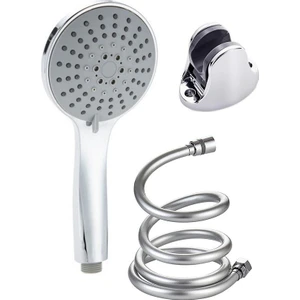 Plodna House 5 Fonksiyonlu Büyük Boy Krom Duş Başlığı 150 cm Pvc Dayanıklı Hortumlu Mafsallı Duş Seti