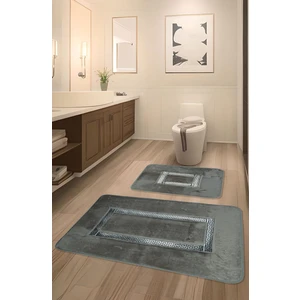 Feel Home Meram Kaymaz Taban,Süper Emici 2'li Ultra Lüks Deri Detaylı Banyo Paspası Seti
