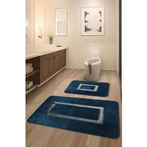 Feel Home Meram Kaymaz Taban,Süper Emici 2'li Ultra Lüks Deri Detaylı Banyo Paspası Seti