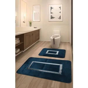 Feel Home Meram Kaymaz Taban,Süper Emici 2'li Ultra Lüks Deri Detaylı Banyo Paspası Seti