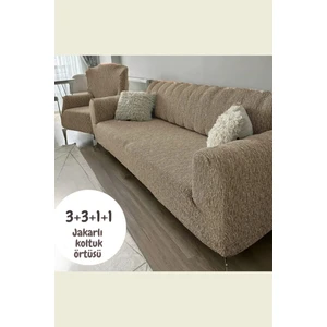 Jakarlı Koltuk Örtüsü 3+3+1+1