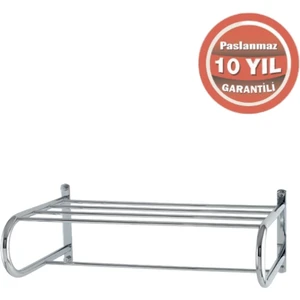 Çelik Banyo Paslanmaz Pirinç Mercan Lamalı Raf Havluluk 50CM