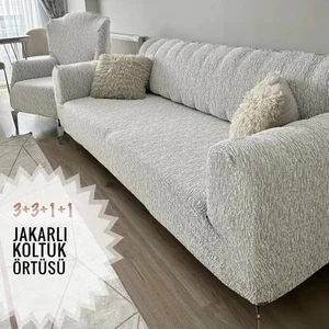 Jakarlı Koltuk Örtüsü 3+3+1+1
