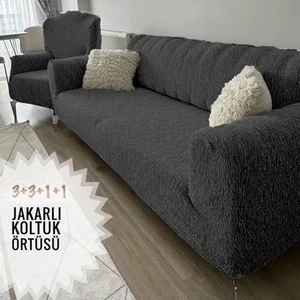 Jakarlı Koltuk Örtüsü 3+3+1+1