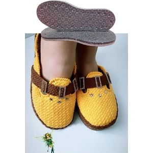 Hobi Örgü Panduf Patik Tabanı Kaydırmaz -Eva-Yün Keçe 3 Katlı Delikli Patik Tabanlığı 1 Çift Siyah