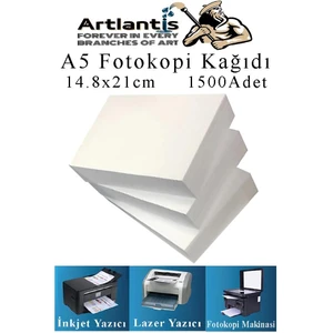 Fotokopi Kağıdı A5 80 gr 500 Lü 3 Paket  Fotokopi Kağıdı Lazer Inkjet ve Fotokopi Makineleri Için Uyumlu