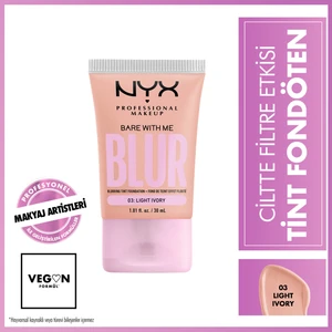 NYX Professional Makeup Blur Tint Fondöten 03 Light Ivory – Ciltte Filtre Etkisi ve Pürüzsüz Görünüm