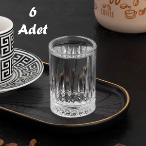 Glasya 6'lı Kahve Yanı Bardak Seti  Cam Su Bardak Seti Kahve Yanı Mini Meşrubat Bardağı Shot Bardağı 65 ml