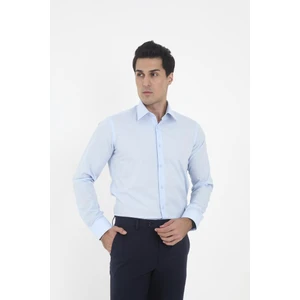 Açık Mavi Kravat Yaka Slim Fit Gömlek