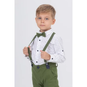 Gold Class Kidswear Yaprak Desenli Salopetli Gömlekli Erkek Çocuk Takım