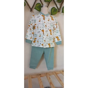 Sevimli Dinazor Baskılı Çıtçıtlı Pijama Takımı